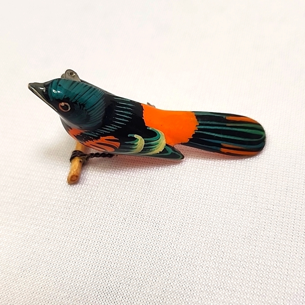 Vintage Takahashi Baltimore Oriole Wood Bird Pin